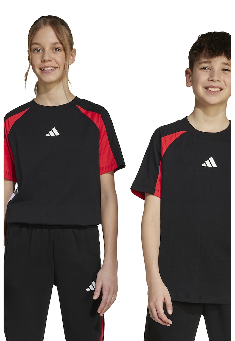 Tricou de bumbac cu maneci raglan - Rosu/Negru