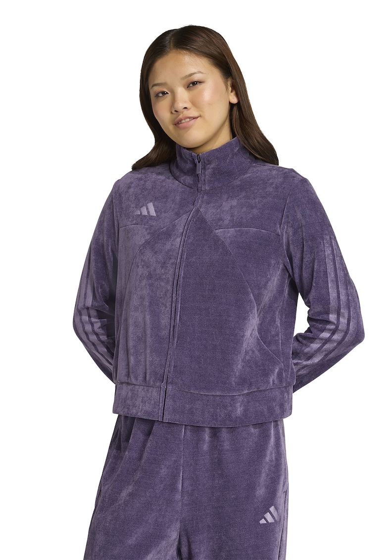 Bluza de trening cu fermoar si imprimeu logo - Mov inchis