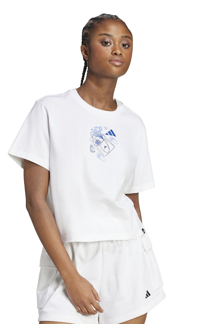 Tricou din bumbac cu imprimeu - Alb/Albastru inchis