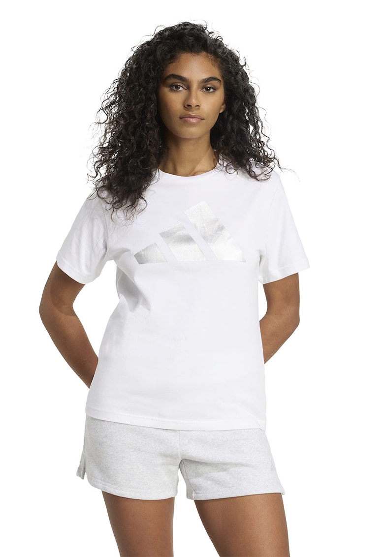 Tricou cu imprimeu logo - Alb/Argintiu
