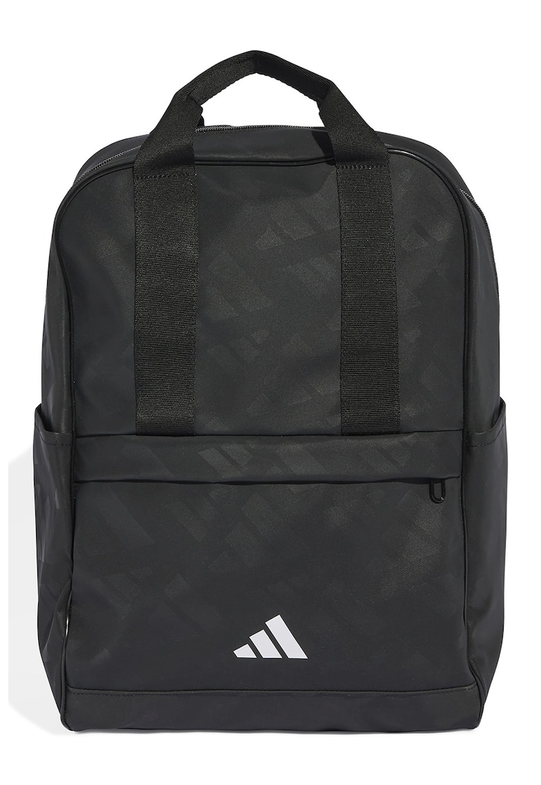 Rucsac cu model monograma si buzunar frontal cu fermoar Rucsac cu model monograma si buzunar frontal cu fermoar