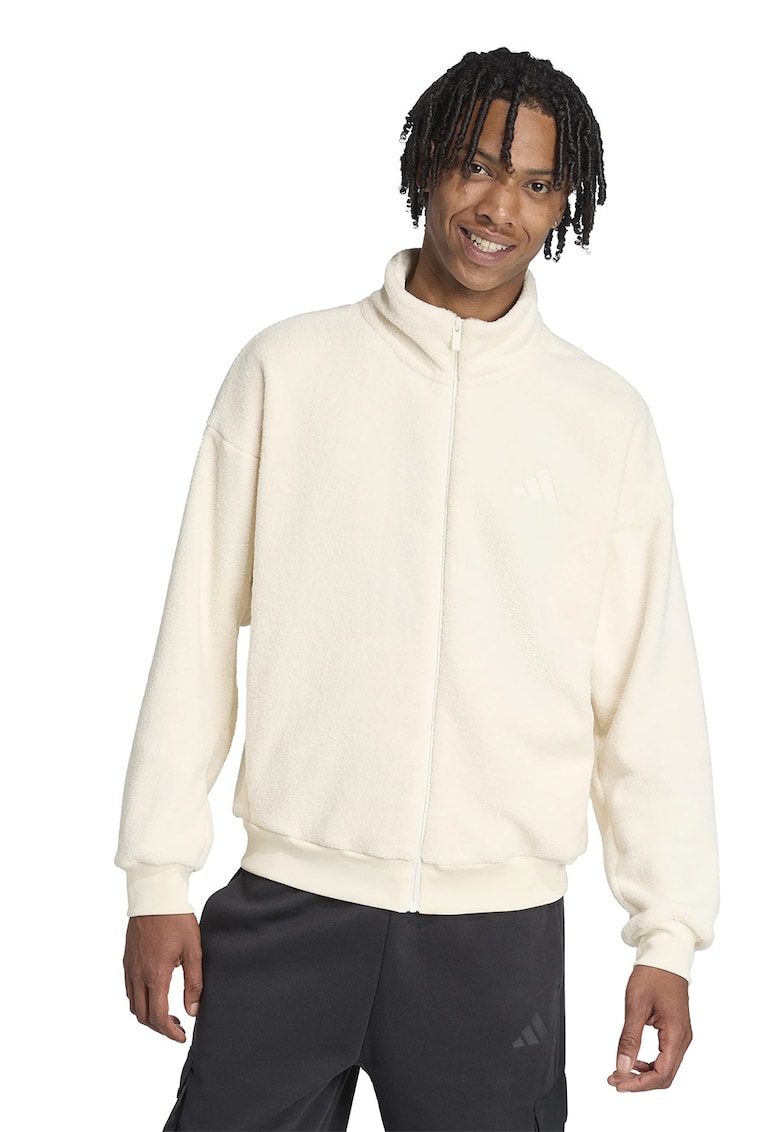 Bluza de trening din material teddy cu fermoar