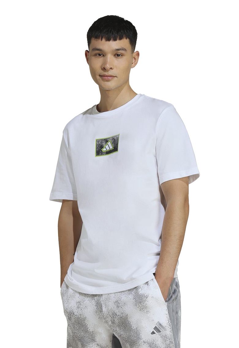 Tricou cu detaliu logo - Alb/Verde lime