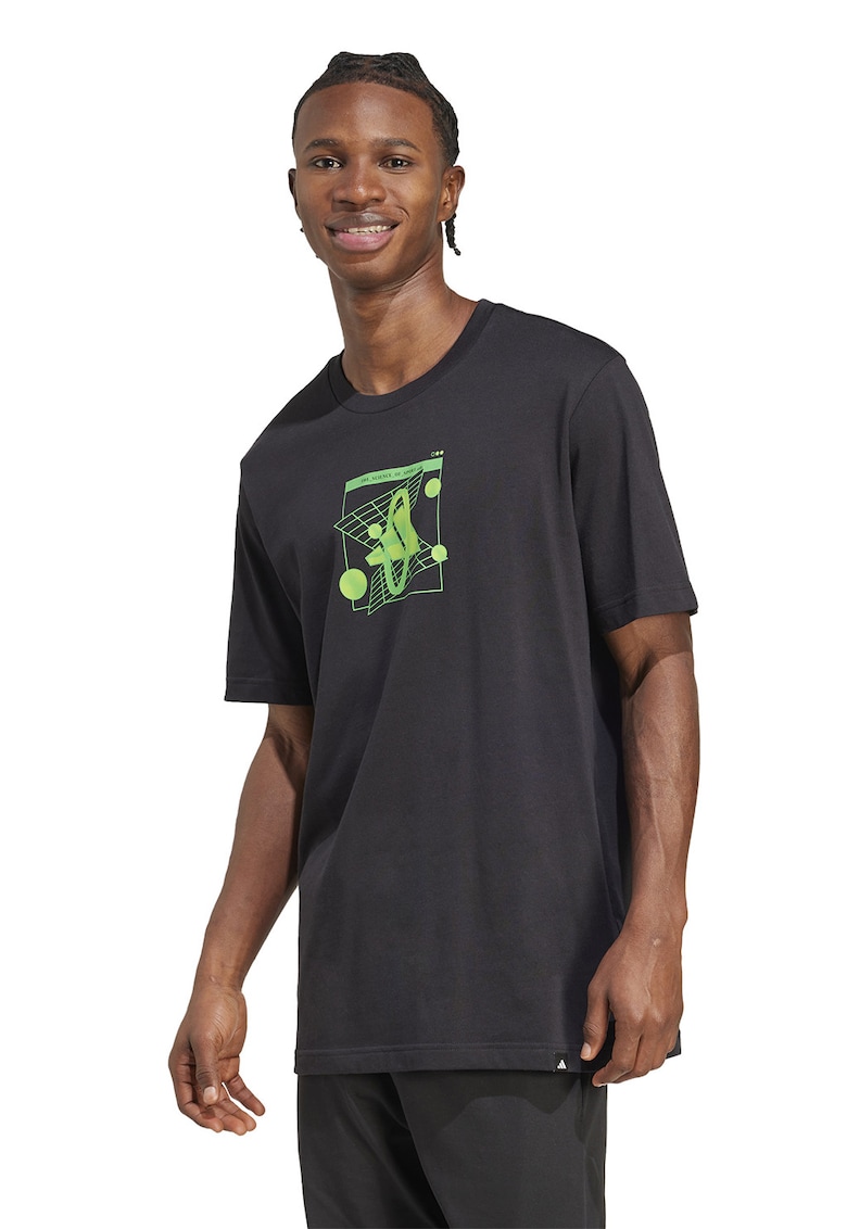 Tricou din bumbac cu imprimeu - Negru stins/Verde lime