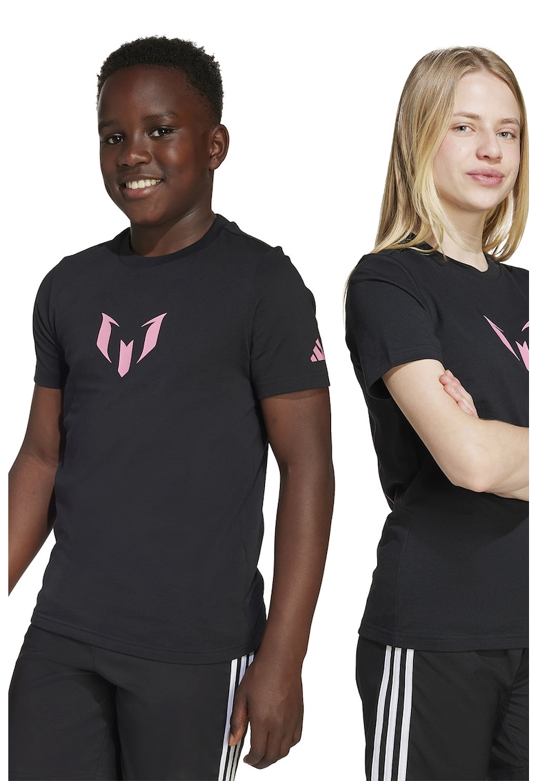 Tricou de bumbac pentru fotbal Messi - Negru/Roz deschis