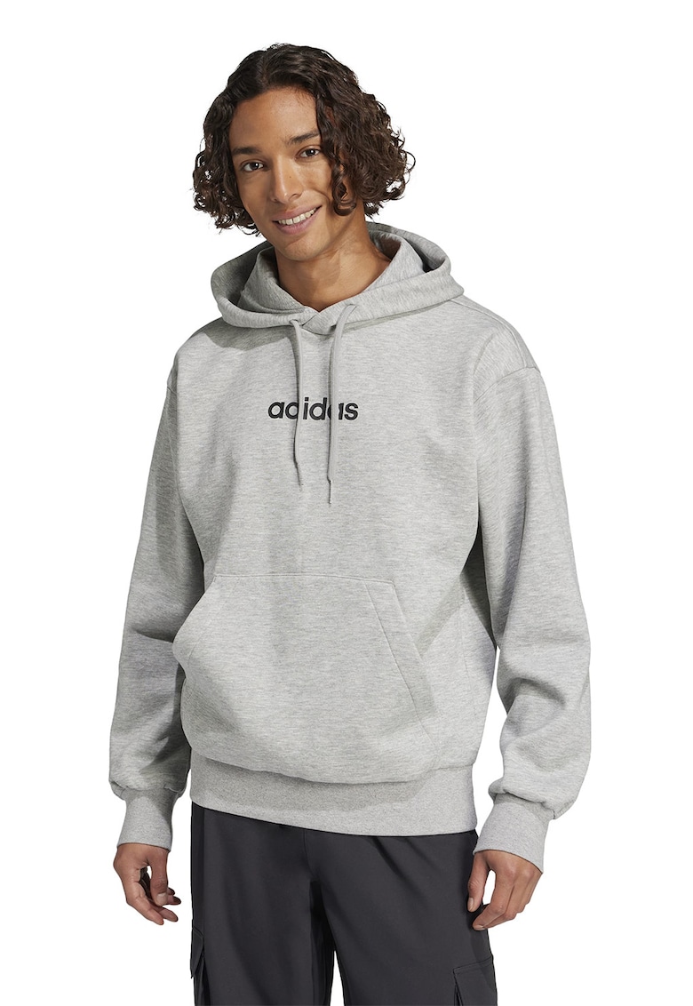 Hanorac din fleece cu logo - Gri deschis melange