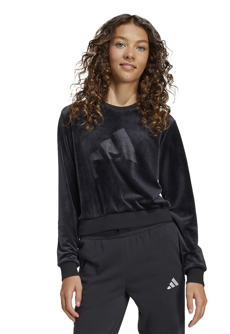 Bluza de trening cu aspect de catifea