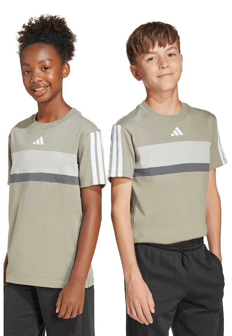 Tricou din bumbac cu imprimeu logo - Alb/Grej