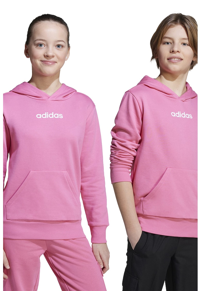Hanorac din amestec de bumbac cu imprimeu logo - Fucsia