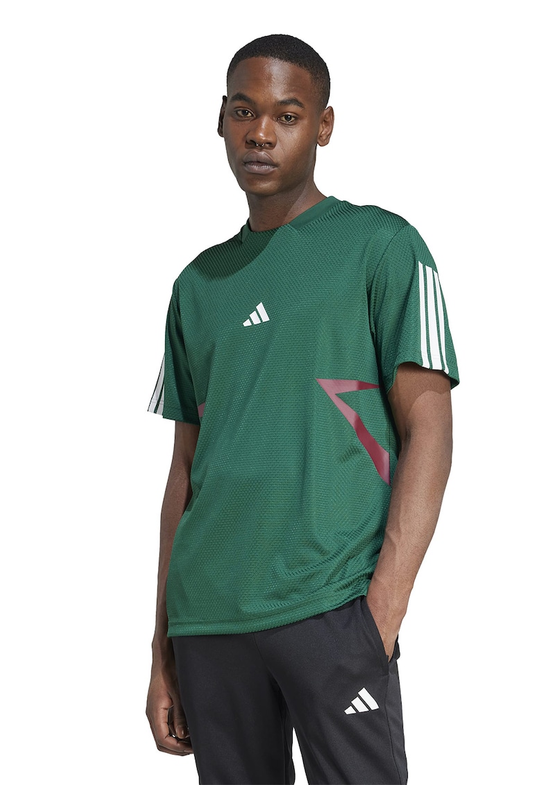 Tricou cu decolteu la baza gatului si logo - Verde englez