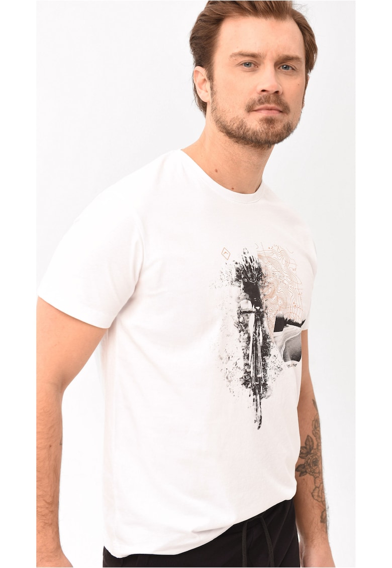 Tricou pentru barbati T-Roadbike alb din bumbac - Comfort Fit