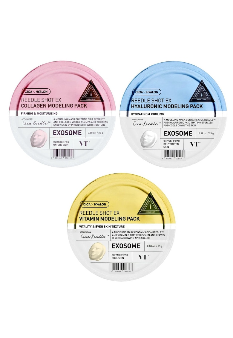 Set de 3 masti cu alge Reedle Shot EX: Colagen + Vitamina + Acid hialuronic - 3 x 25 g (Cu colagen + cu vitamine + cu acid hialuronic)