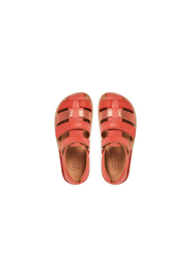Sandale fete corai din piele naturala - Coral