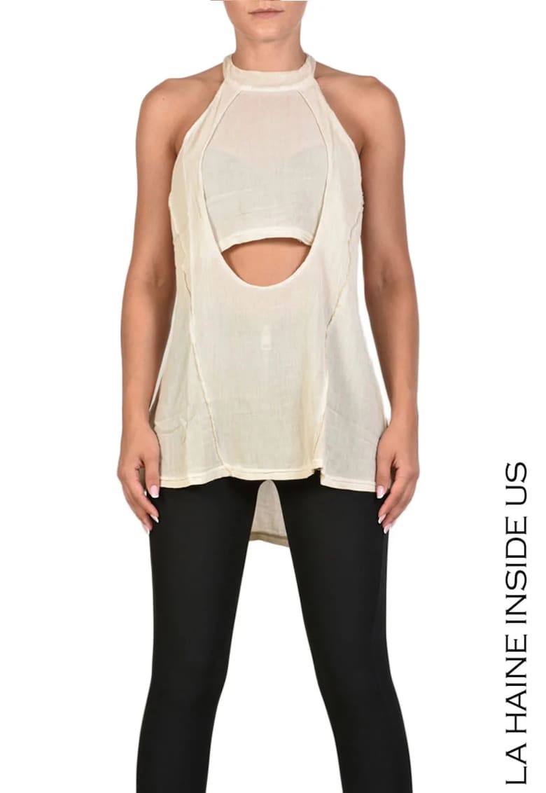 Top cu inchidere cu nasture pe partea din spate Top cu inchidere cu nasture pe partea din spate