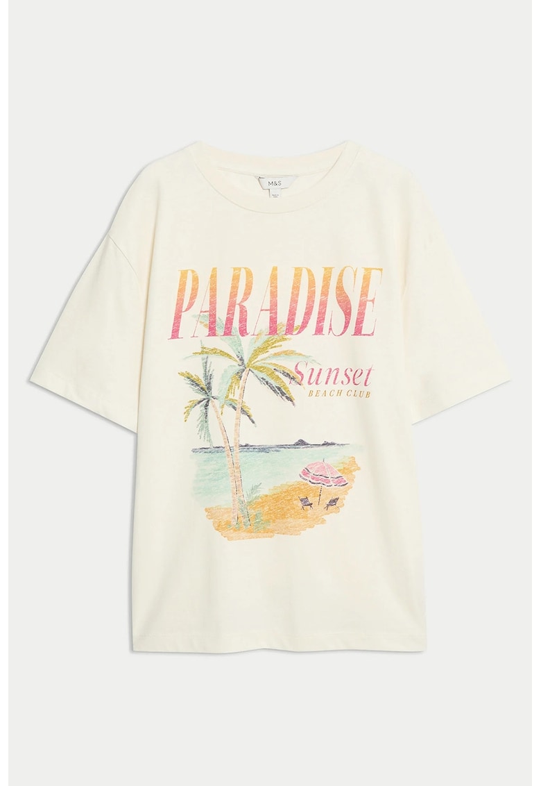 Marks Spencer Tricou lejer cu imprimeu - Galben/Bej/Albastru