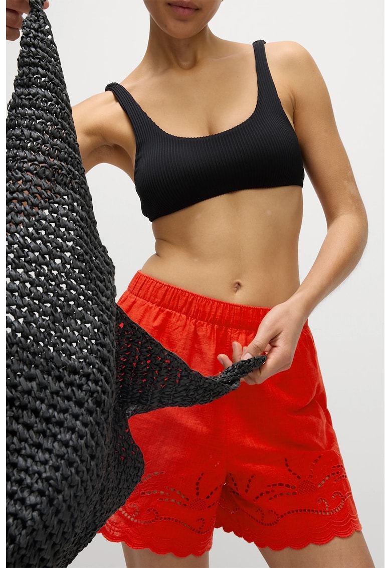 Marks Spencer Pantaloni scurti din bumbac cu perforatii - Rosu vermillion