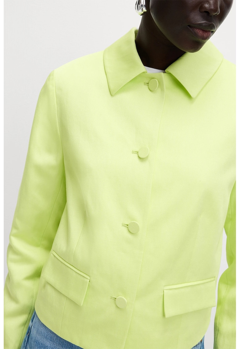 Marks Spencer Sacou din amestec de in cu guler ascutit si nasturi - Verde electric