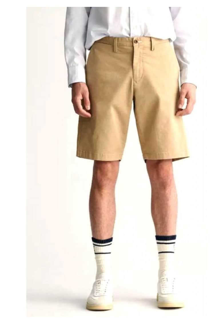 Pantaloni scurti relaxati - bumbac organic - bej - twill - Bej