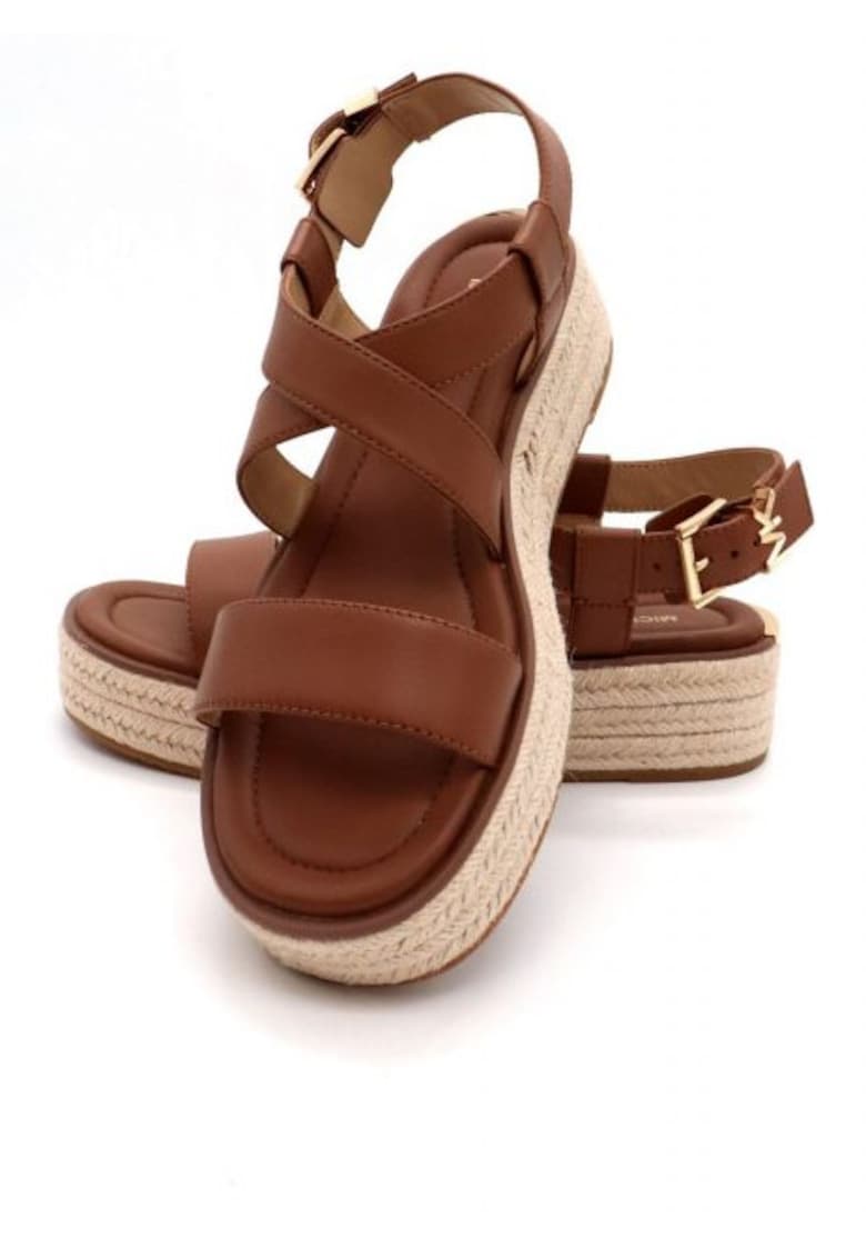 Sandale dama Lynn - piele ecologica - inaltime 4.5 cm - cu logo - maro