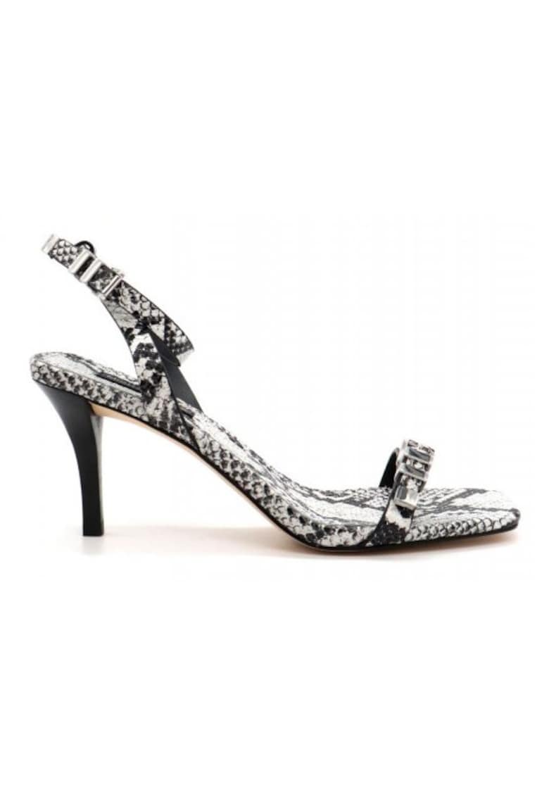 Sandale dama Darrington Stiletto - negru/alb - piele ecologica - toc 8 cm