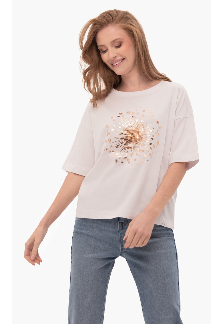Tricou pentru femei T-Site alb cu o papadie - Comfort Fit