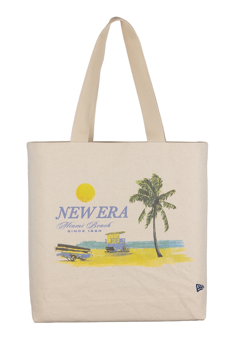 Geanta tote din bumbac cu imprimeu grafic Palm