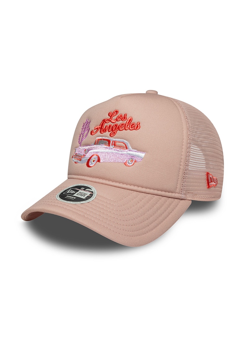 Sapca trucker cu imprimeu brodat - Rosu/Fucsia/Roz prafuit