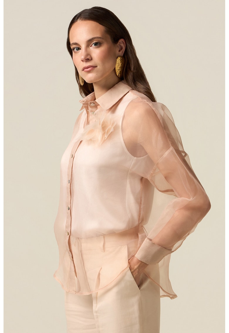 Camasa transparenta cu aplicatie florala