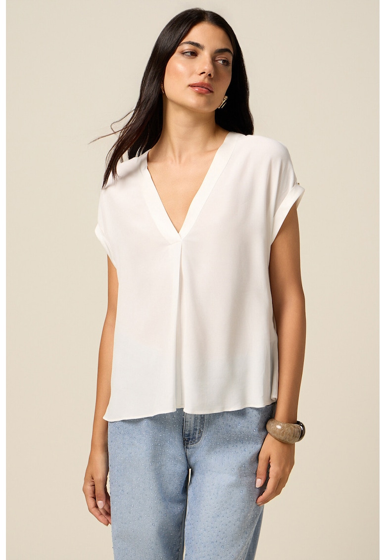 Bluza lejera cu maneci scurte - Alb optic