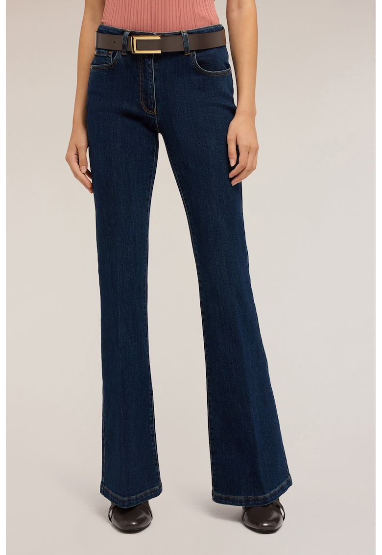 Blugi evazati cu talie inalta - Bleumarin