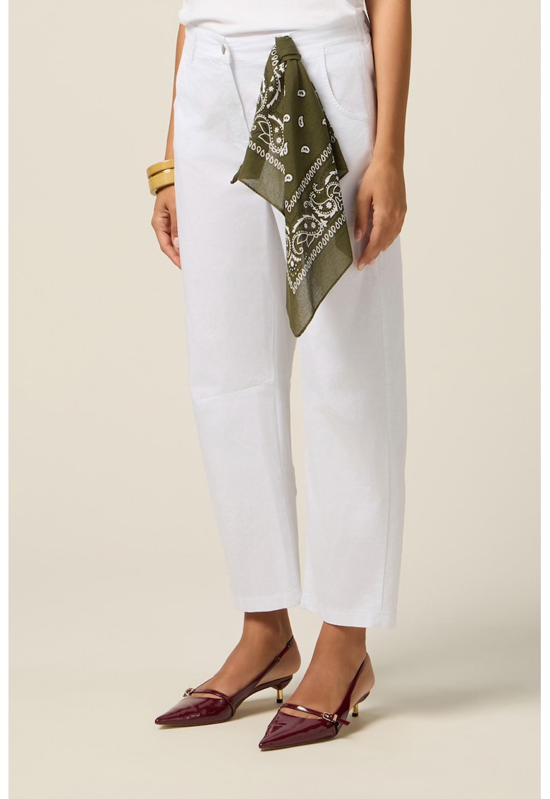 Pantaloni crop cu detaliu cu esarfa