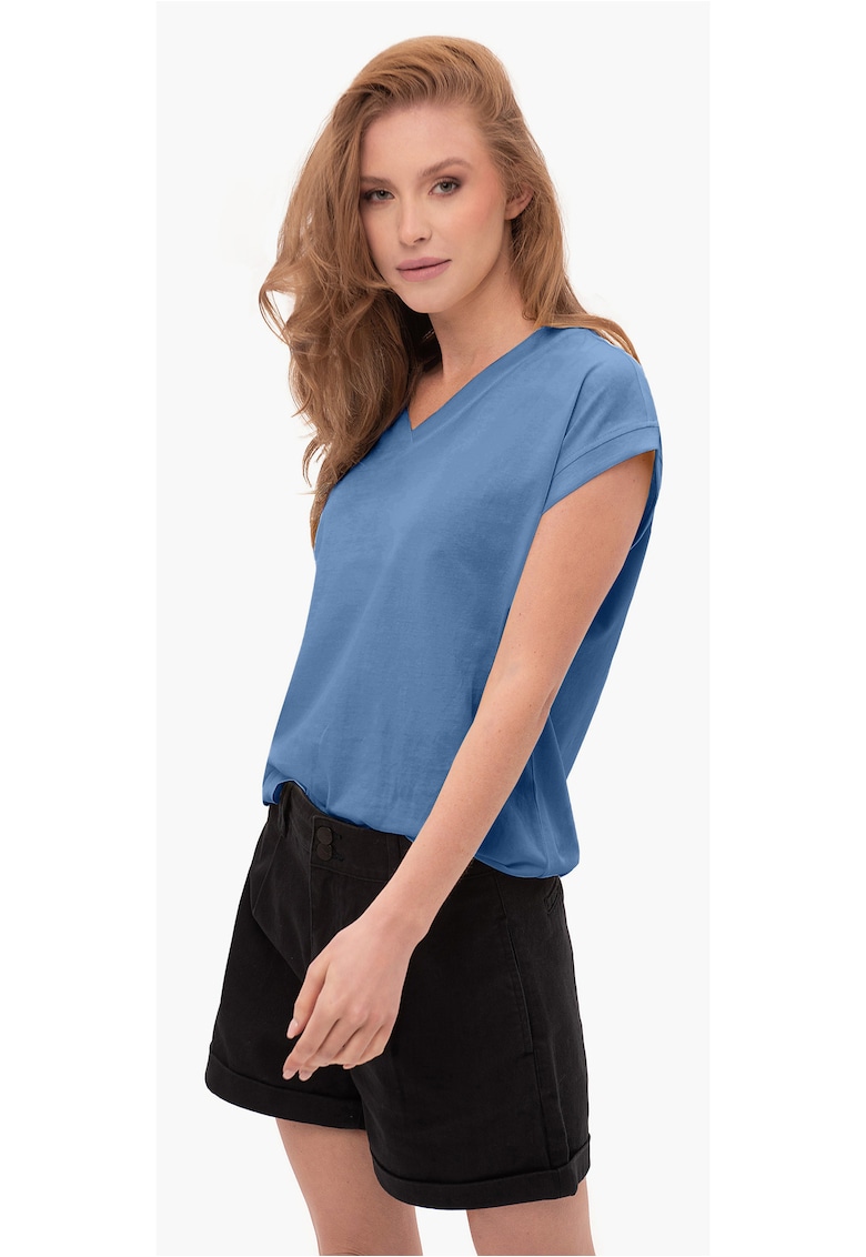 Tricou pentru femei T-Sky albastru - V-neck Comfort Fit