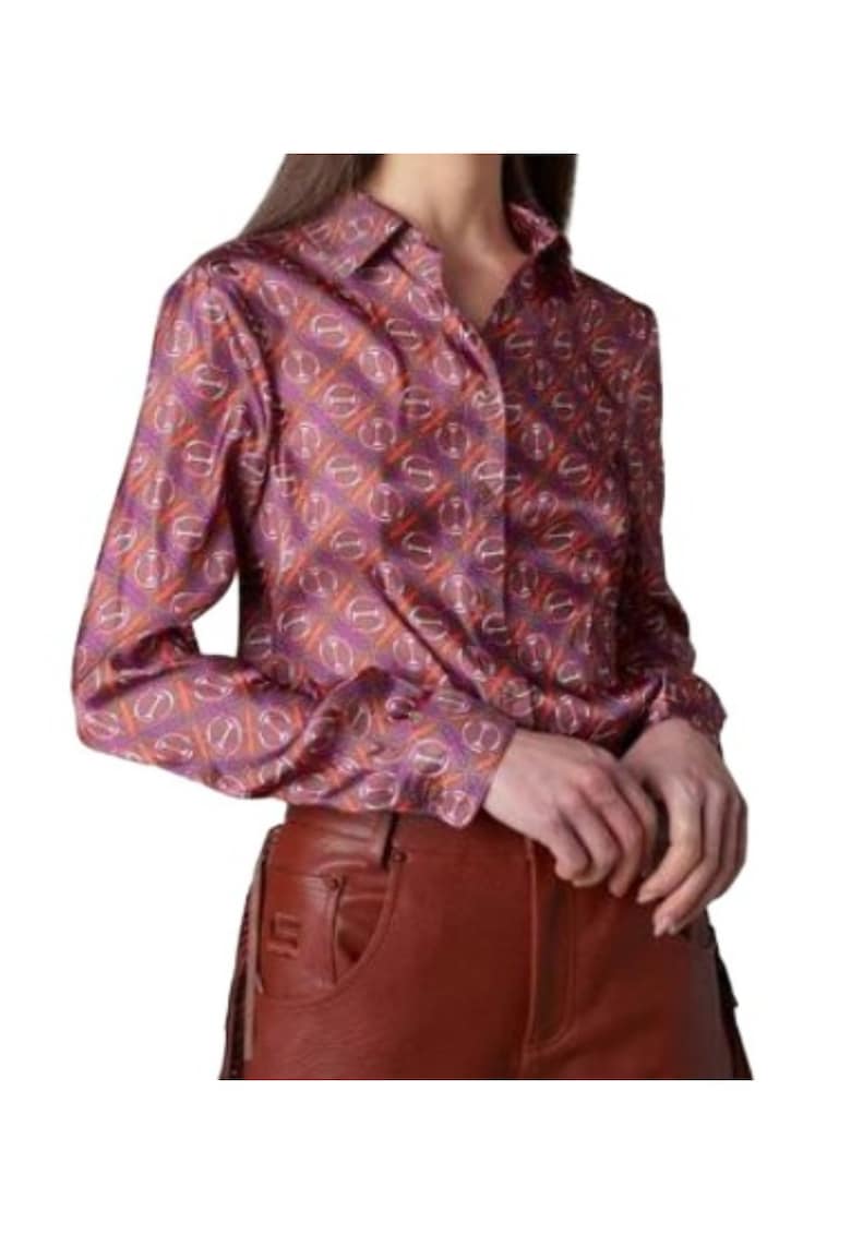 Camasa din satin cu model monogram -