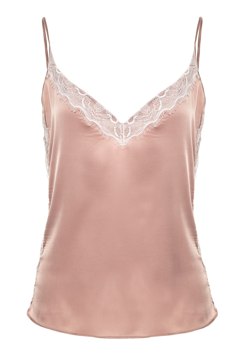 Top de satin cu insertii de dantela