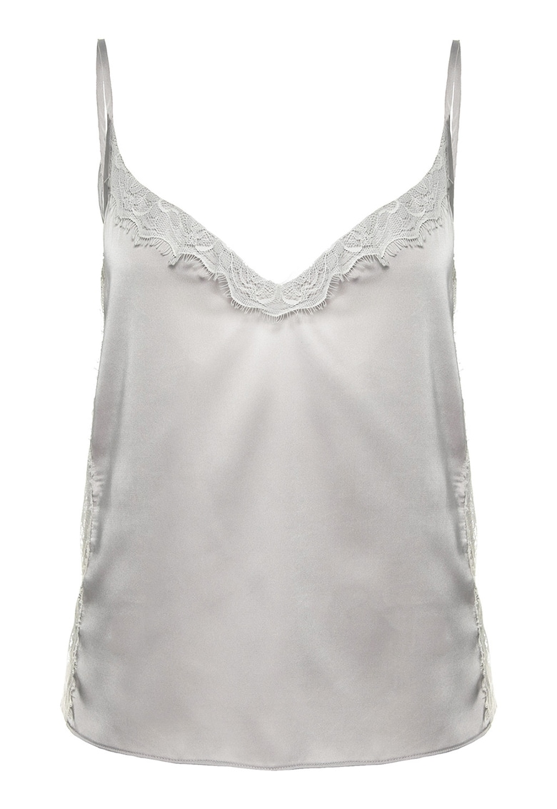Top de satin cu insertii de dantela