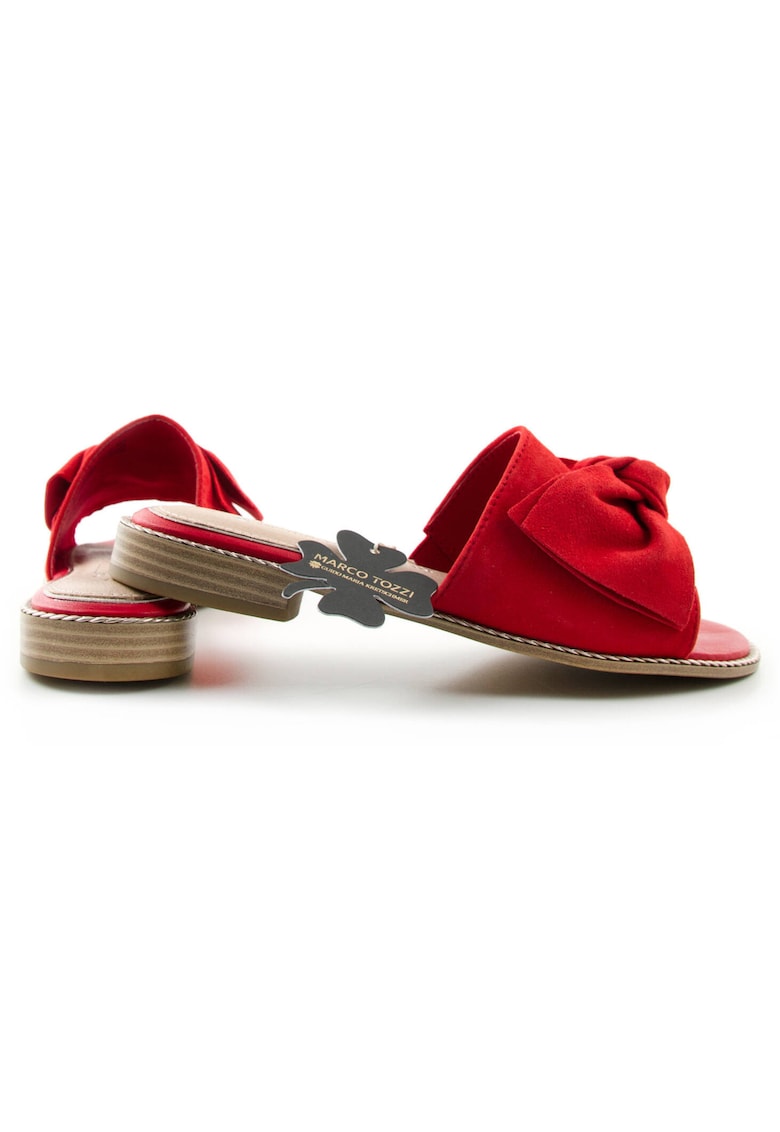 Papuci din piele intoarsa cu funda -