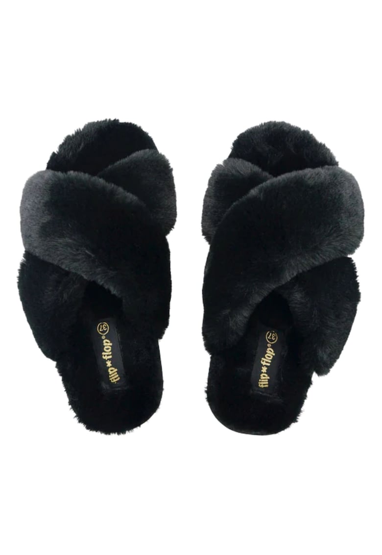 Papuci de casa imblaniti cu barete incrucisate -