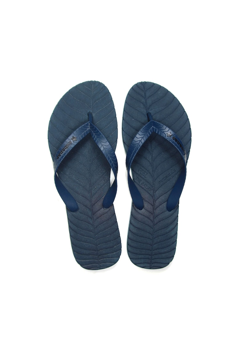 Papuci flip-flop cu detalii texturate Azul - Papuci flip-flop cu detalii texturate Azul -