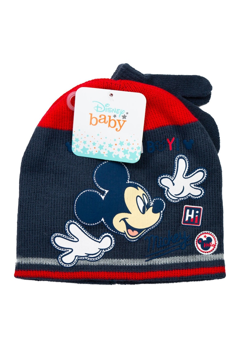 Set de caciula si manusi cu imprimeu cu Mickey Mouse