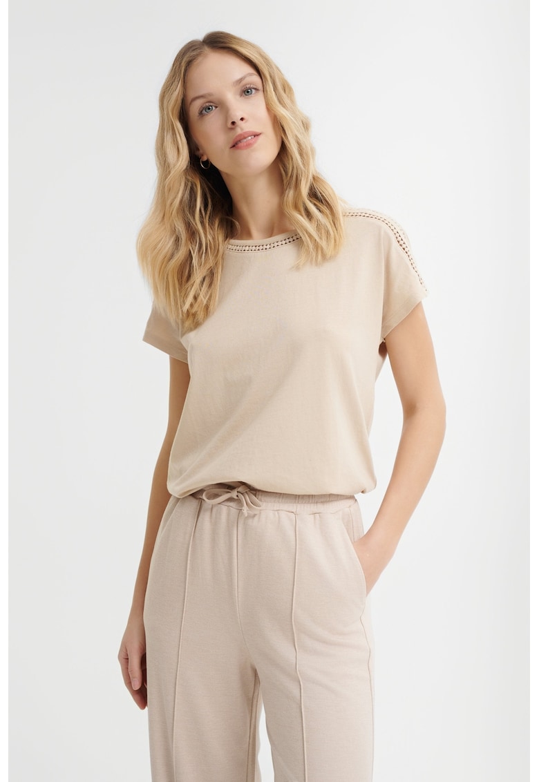 Tricou din bumbac si modal cu perforatii