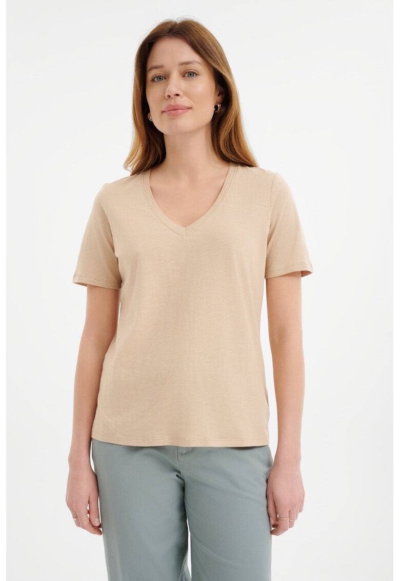 Tricou de bumbac cu decolteu in V - Albastru royal