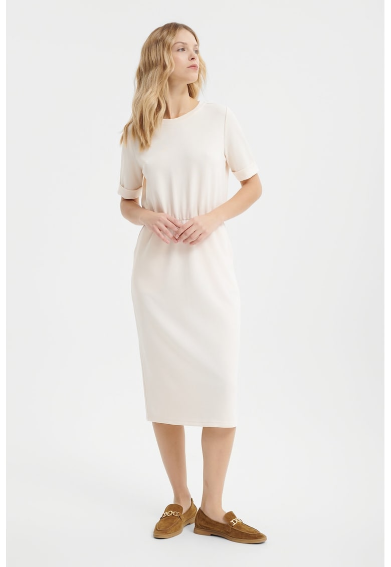 Rochie midi cu maneci scurte - Bleumarin