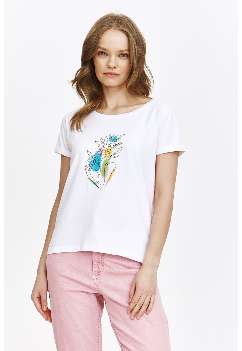 Tricou de bumbac cu imprimeu floral
