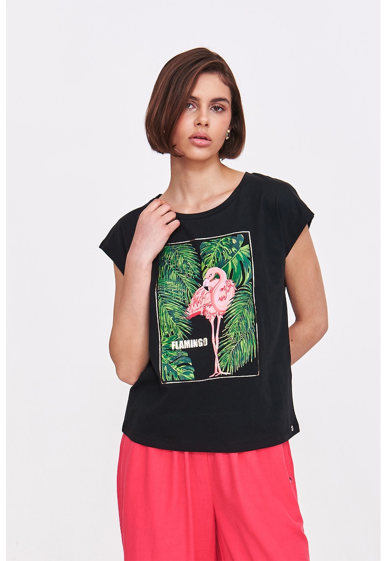 Tricou cu decolteu rotund - Negru