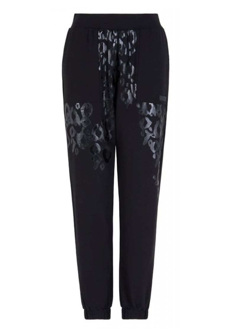 Pantaloni negru - 95% bumbac - 5% elastan - cu logo in relief