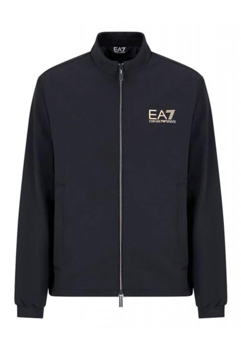 Geaca neagra - 88% poliamida - 12% elastan - cu logo auriu - Negru
