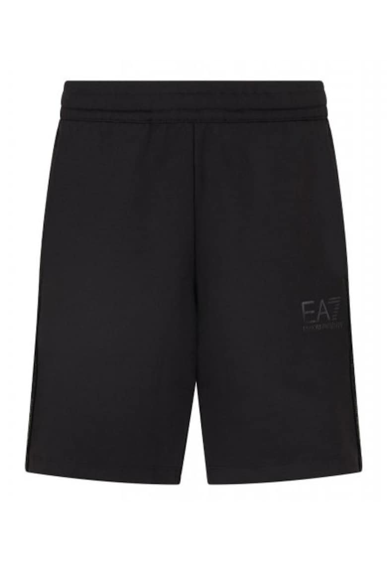 Pantaloni scurti bermuda - negri - bumbac-elastan