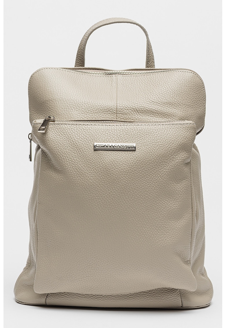 Rucsac de piele cu buzunar cu fermoar