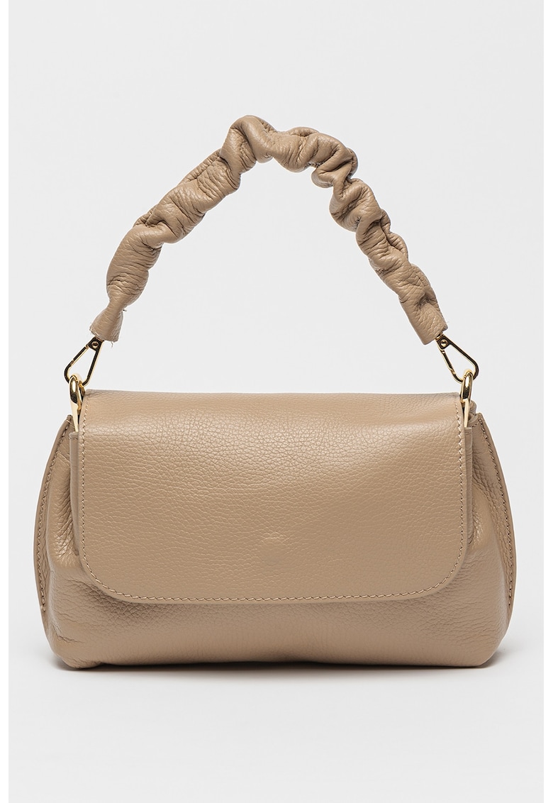 Geanta de piele cu bareta de umar si clapa