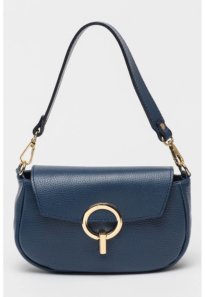 Geanta de piele cu bareta detasabila de umar - Albastru ultramarin